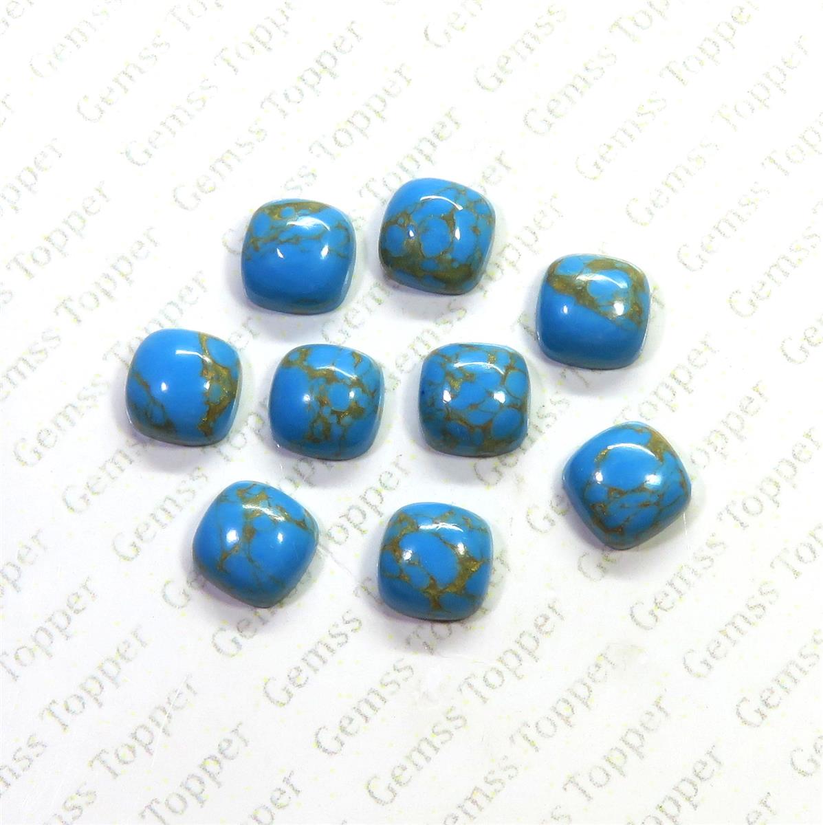 Blue Mohave Turquoise 10x10 mm Cushion Cabochon